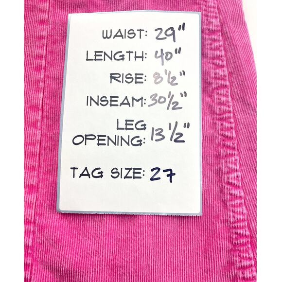 BDG Womens (27) (29x30.5) Low Rise Barbie Pink Corduroy Pants Bell Bottom Flare - Picture 6 of 8